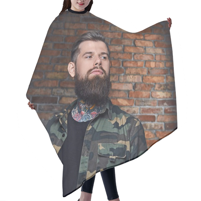 Personality  Modern Male Ressed In A Military Jacket  Hair Cutting Cape