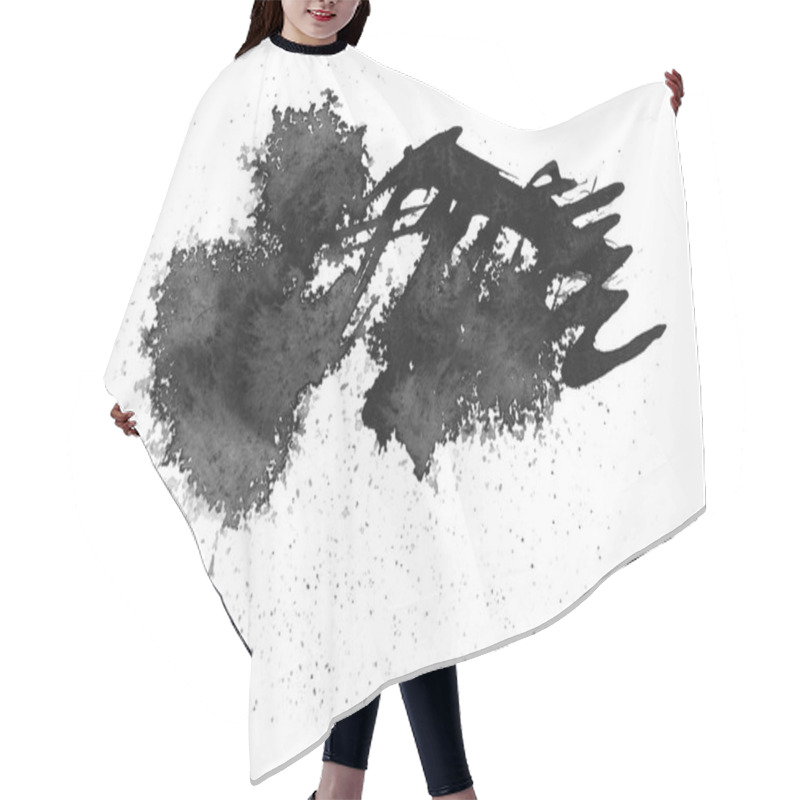 Personality  Black Ink Blot. Isolated On White. Hair Cutting Cape