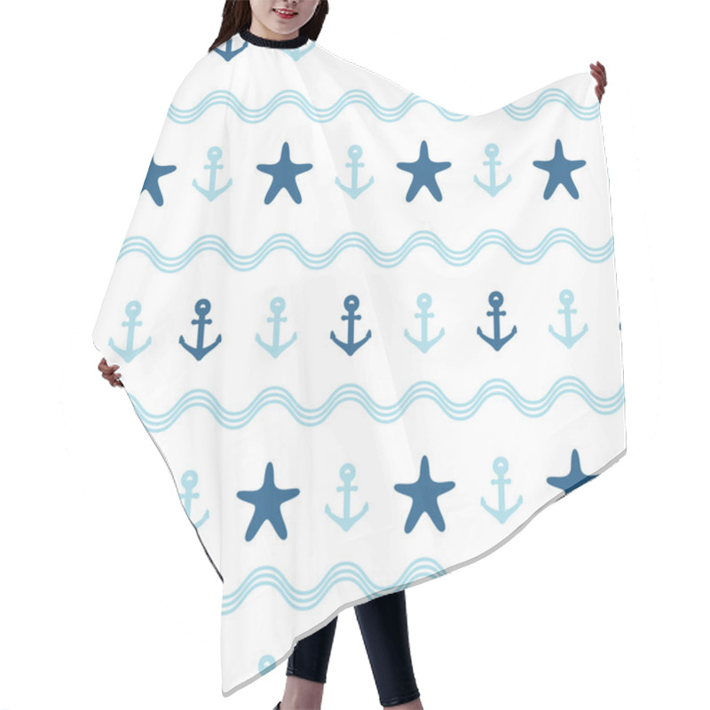 Personality  Nautical Seamless Pattern. Hair Cutting Cape