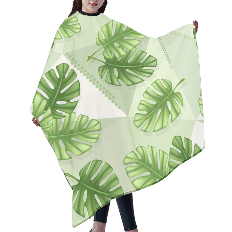 Personality  Seamless Texture With Monster Leaves And Triangles. Tropical Pat Hair Cutting Cape