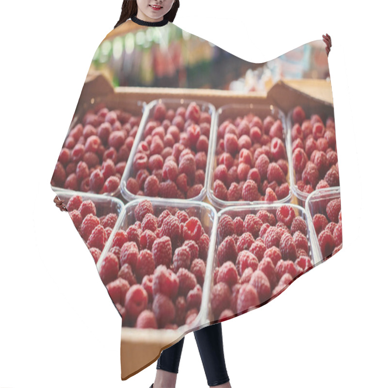 Personality  Object Photo Of Huge Amount Of Packed Nutritious Raspberries At Grocery Store, Farmers Market Hair Cutting Cape