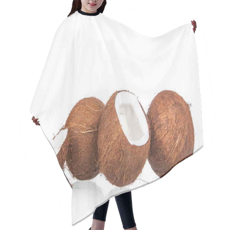 Personality  Coconuts Isolated On The White Background Hair Cutting Cape