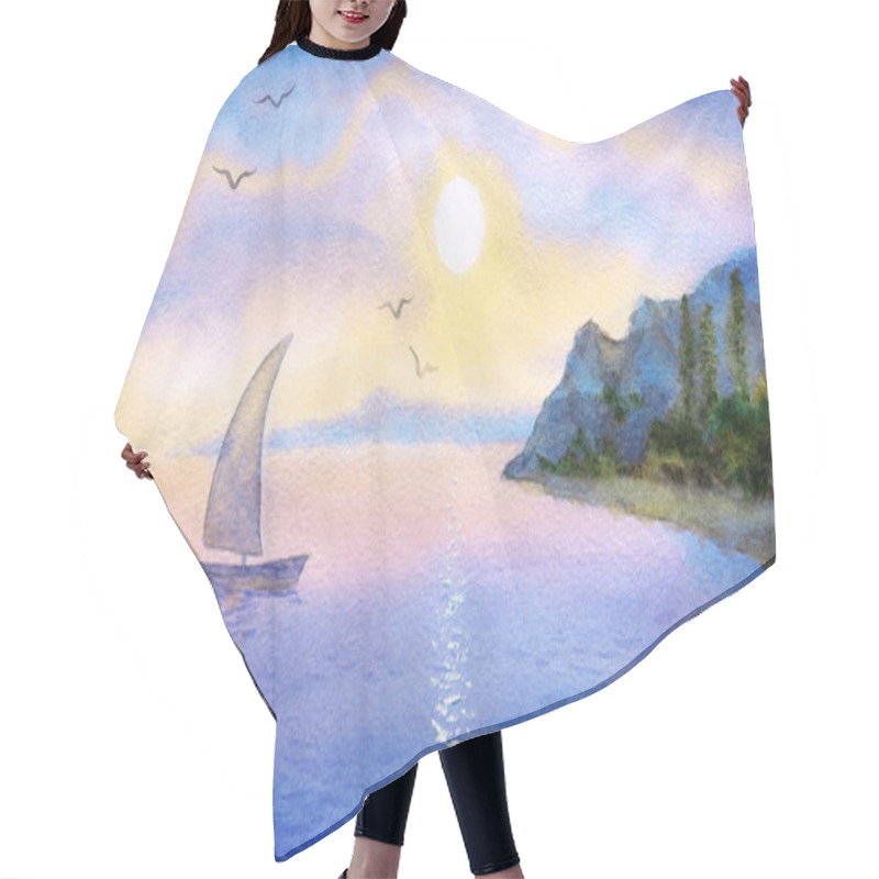 Personality  Sailboat On The  Sea Meets The Sun Hair Cutting Cape