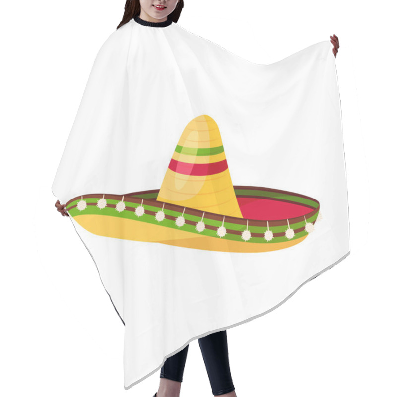 Personality  Sombrero Vector Isolated Icon. Mexican Traditional Hat And Mexico Culture Symbol Hair Cutting Cape