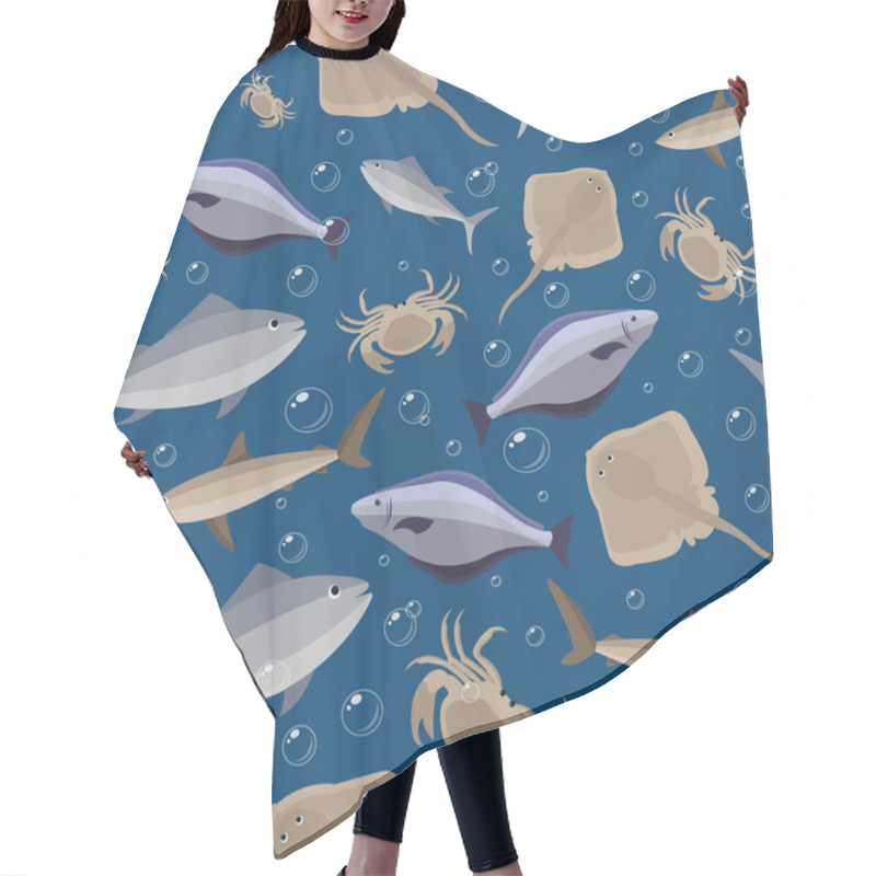 Personality  Marine Life Pattern Hair Cutting Cape