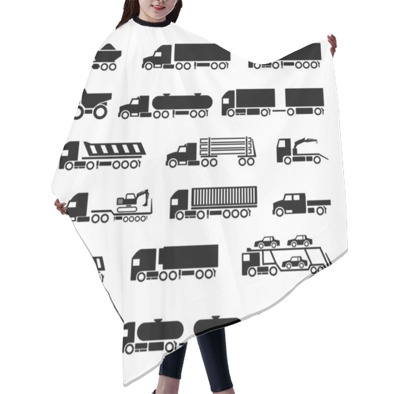 Personality  Trucks, Trailers And Vehicles Icons Set Hair Cutting Cape