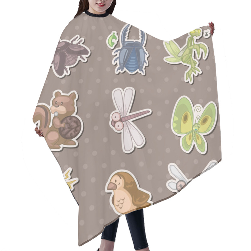 Personality  Summer Animal Stickers Hair Cutting Cape