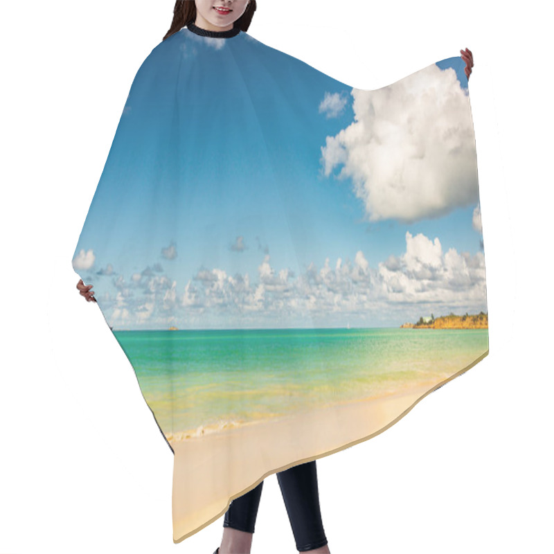 Personality  Caribbean Beach With White Sand, Deep Blue Sky And Turquoise Water Hair Cutting Cape