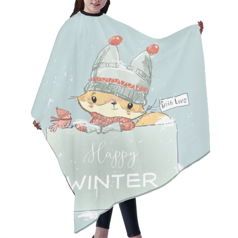 Personality  Little Winter Fox Hair Cutting Cape