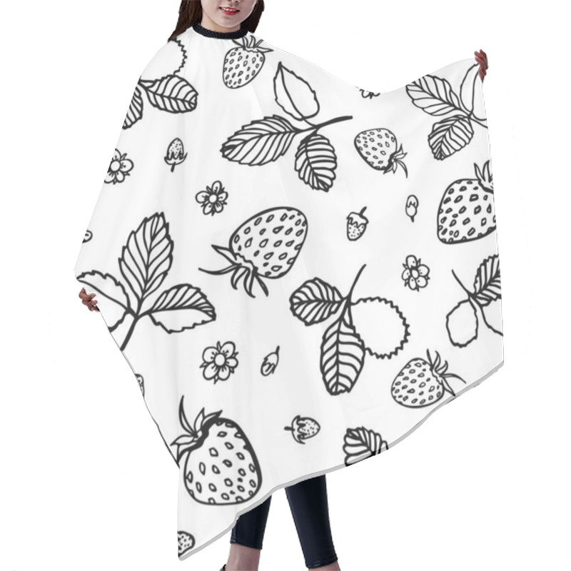 Personality  Line Art Strawberry Graphic Pattern. Modern Summer Repeating Design. Hair Cutting Cape