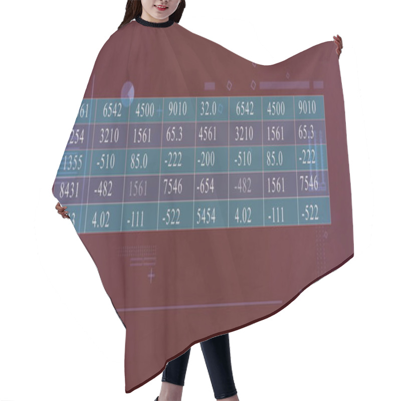 Personality  Data Table With Numerical Values Over Red Background With Geometric Shapes Image. Analytics, Technology, Statistics, Chart, Numbers, Information Hair Cutting Cape