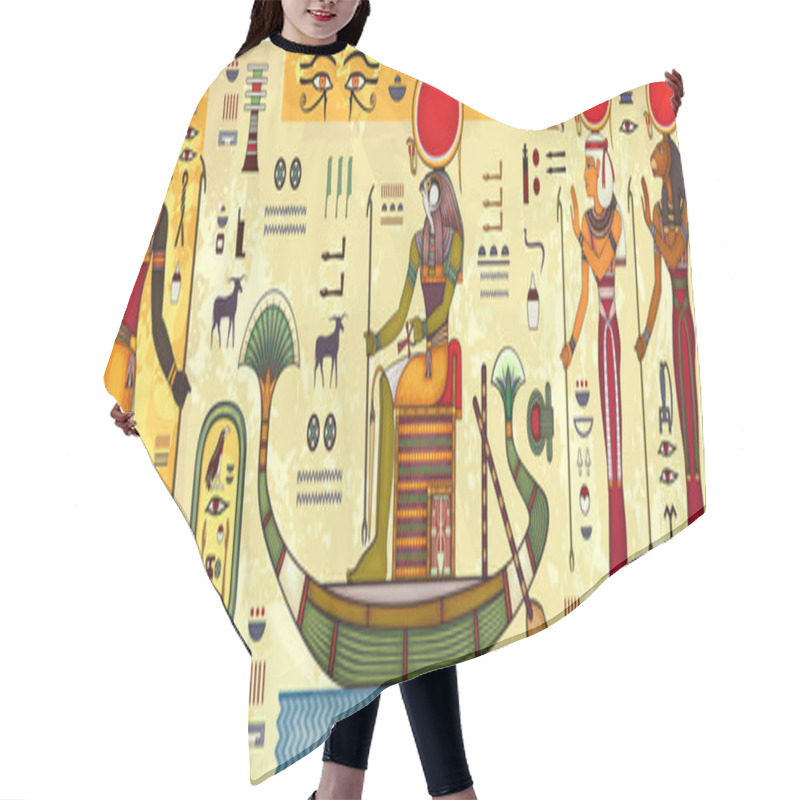 Personality  Egyptian Hieroglyph And SymbolAncient Culture Sing And Symbol.Historical Background.Ancient Goddess. Hair Cutting Cape