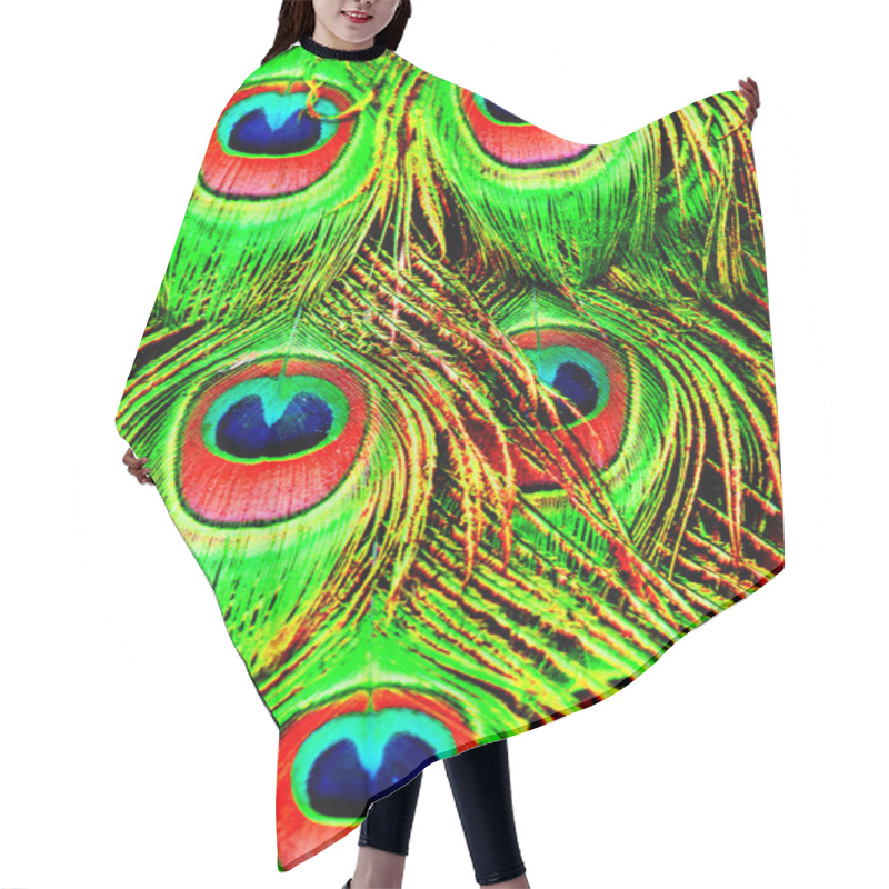 Personality  Beautiful Exotic Peacock Feathers Hair Cutting Cape