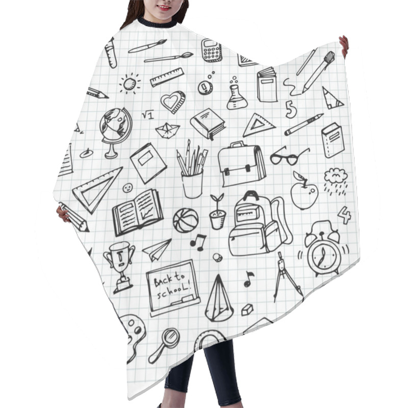 Personality  Hand Drawn School Supplies Hair Cutting Cape