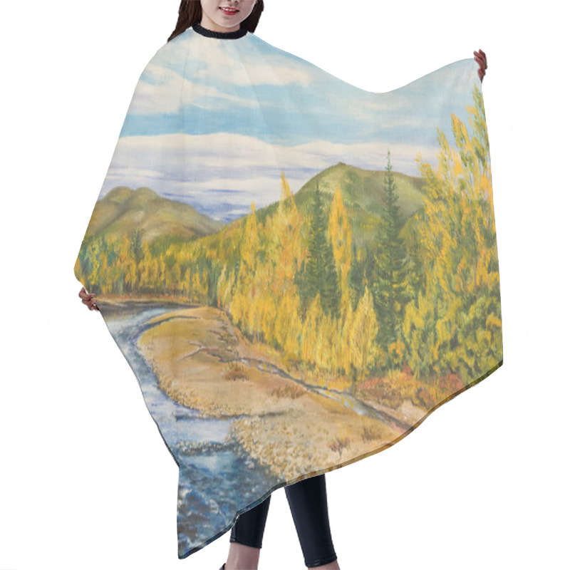 Personality  Autumn Landscape With River ,taiga And Mountains Hair Cutting Cape