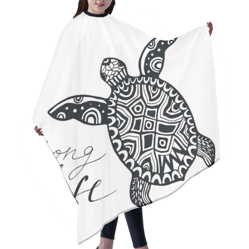 Personality  Zentangle Turtle With Calligraphic Quote Hair Cutting Cape