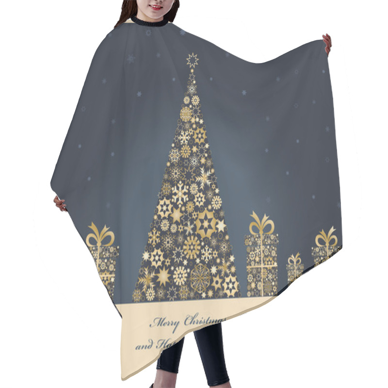 Personality  Christmas Tree With Cristmas Gift Boxes Hair Cutting Cape