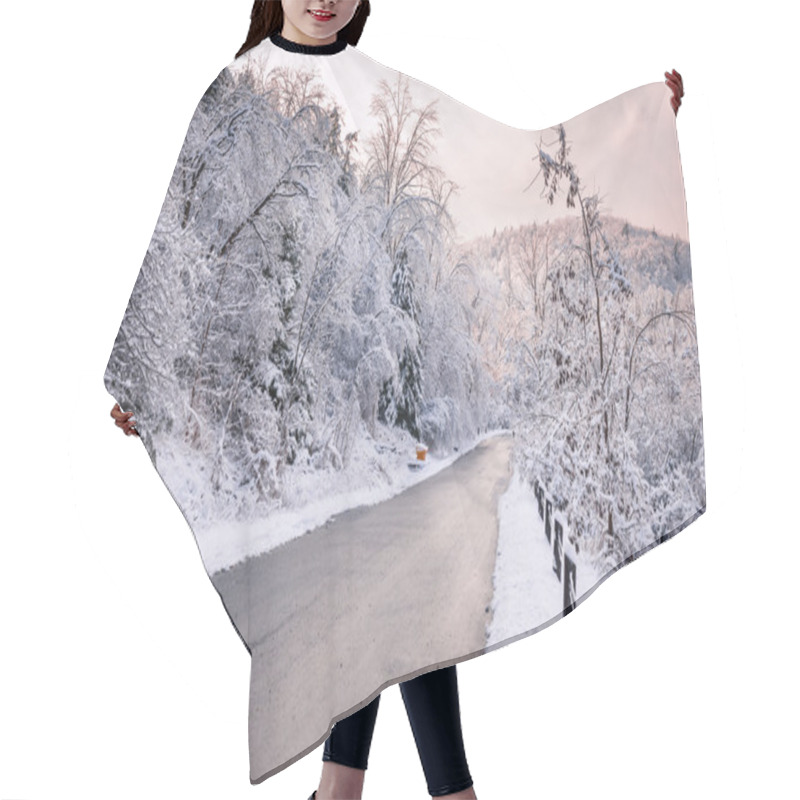 Personality  Winter Road After Snowfall Hair Cutting Cape