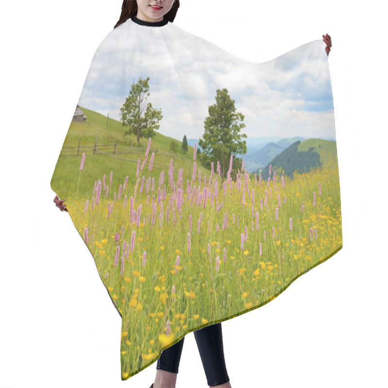 Personality  Beautiful Landscape With Meadow Of Wildflowers On A Background O Hair Cutting Cape