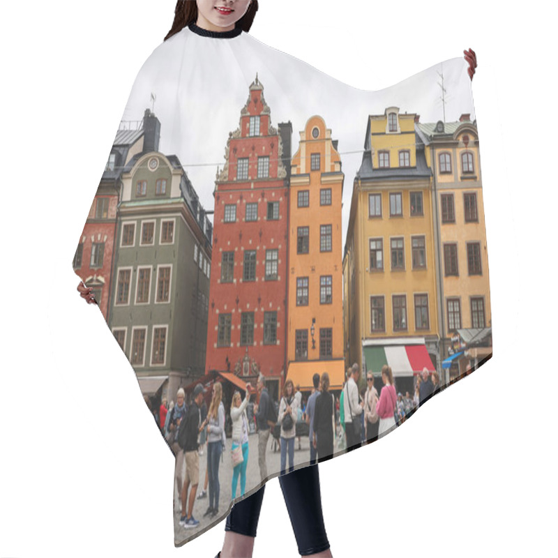 Personality  Stockholm, Sweden - July 26, 2023: Stortorget, The Big Square, In Gamla Stan, Old Town, With Traditional Colorful Old Buildings Hair Cutting Cape