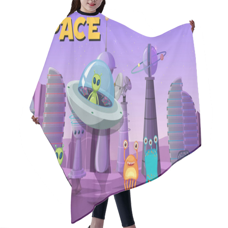 Personality  Alien In Space Scene Illustration Hair Cutting Cape