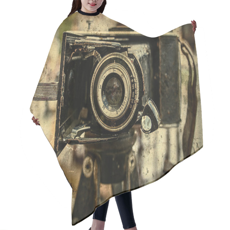 Personality  Old Photo With Old Photo Camera 7 Hair Cutting Cape