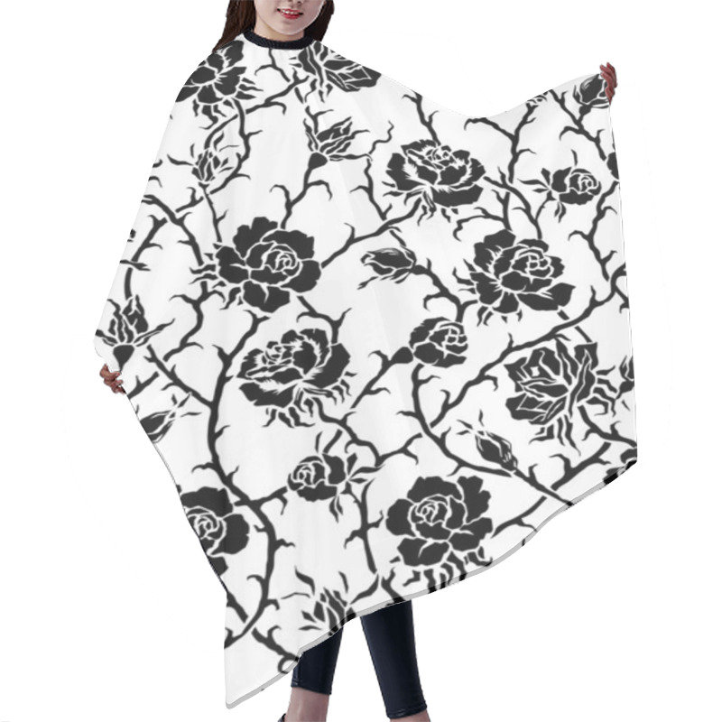 Personality  Vector. Seamless Roses Pattern Hair Cutting Cape