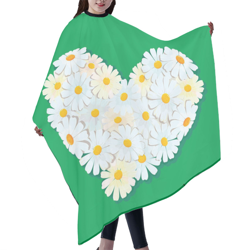 Personality  Heart Is Made Of Daisies On A Green Background. Valentines Day C Hair Cutting Cape