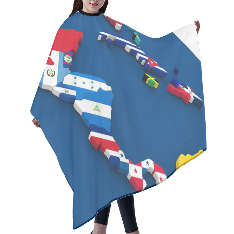 Personality  Central America On Globe With Flags Hair Cutting Cape