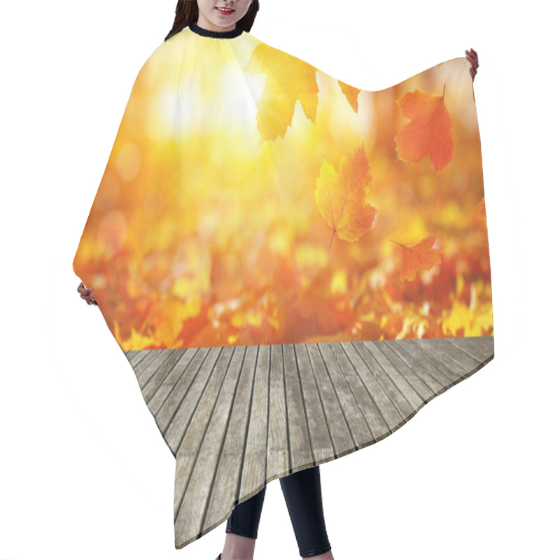 Personality  Wood Texture And Autumn Leaves  Hair Cutting Cape