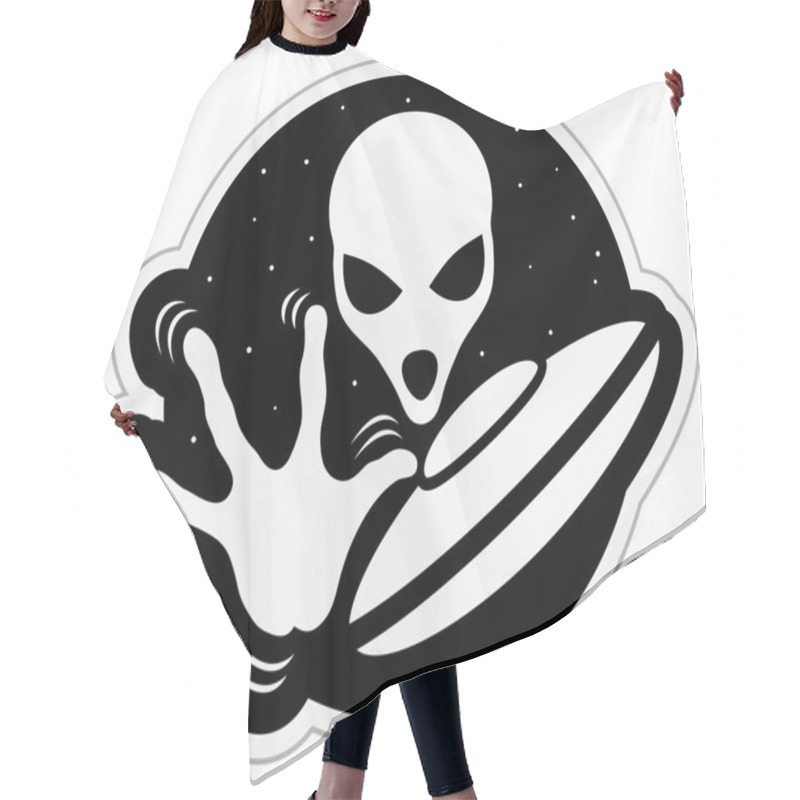 Personality  Alien Sign On White. Hair Cutting Cape