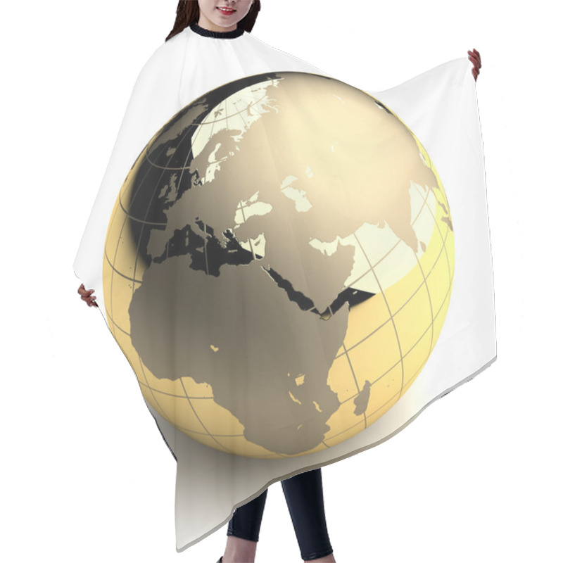 Personality  Golden Globe On White Background Hair Cutting Cape