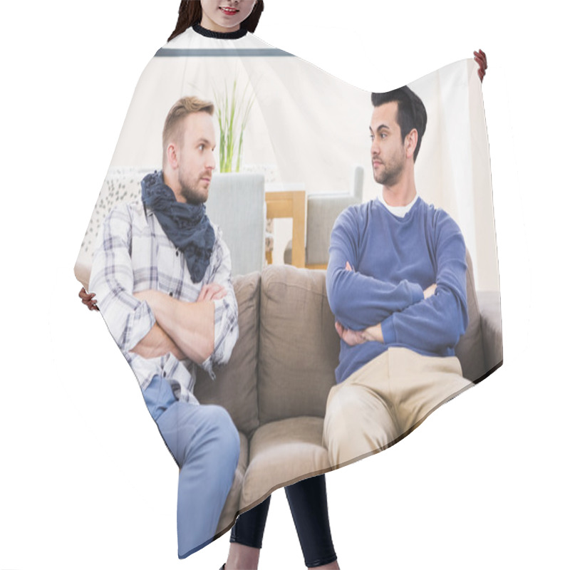 Personality  Gay Couple Having Disagreement Hair Cutting Cape