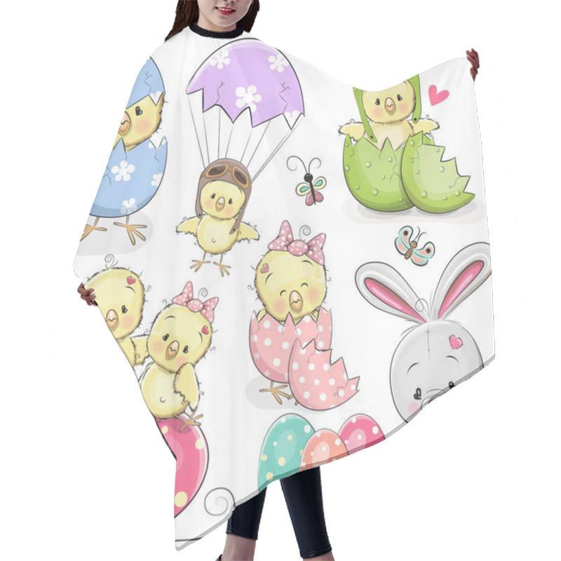 Personality  Easter Set With Cute Chicken Hair Cutting Cape