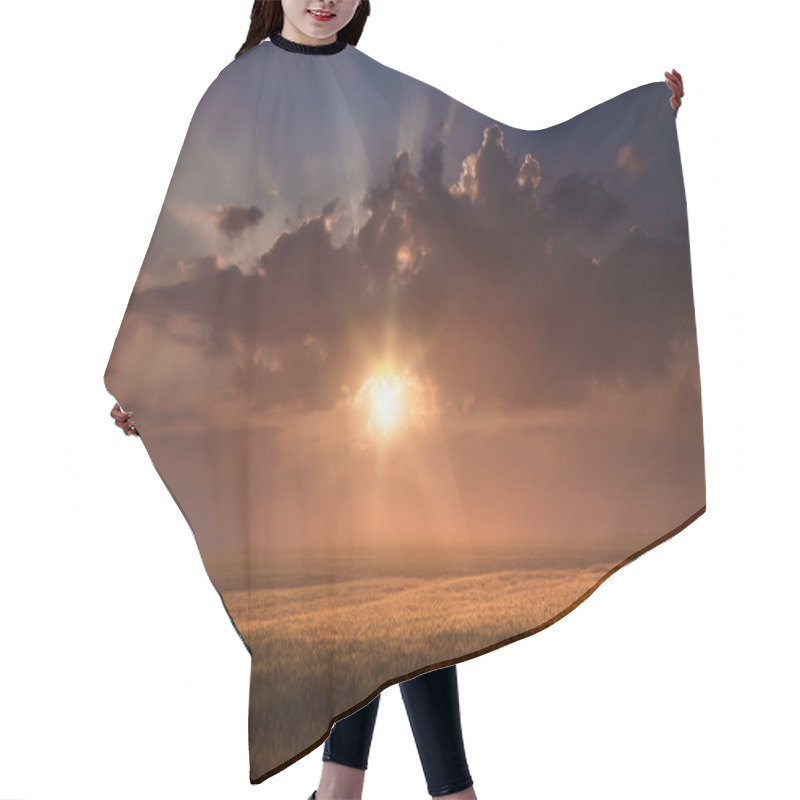 Personality  Rising Sun Above The Wheat Fields Hair Cutting Cape