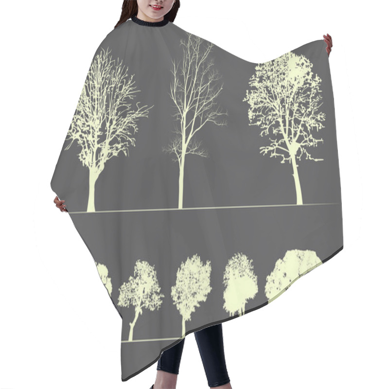 Personality  Vector Trees On Soft Dark Background Hair Cutting Cape