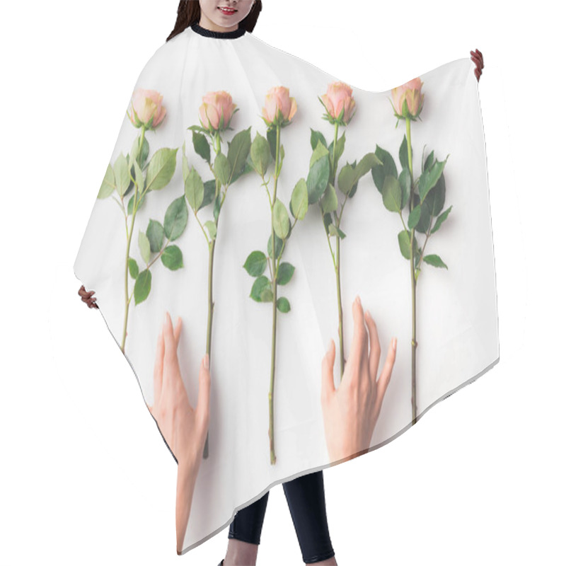 Personality  Hands With Pink Roses Hair Cutting Cape