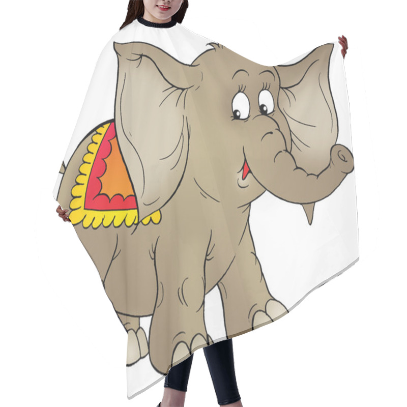 Personality  Cute Brown Circus Elephant With A Blanket On Its Back Hair Cutting Cape