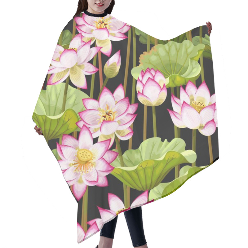 Personality  Seamless Pattern With Lotus Flowers Hair Cutting Cape