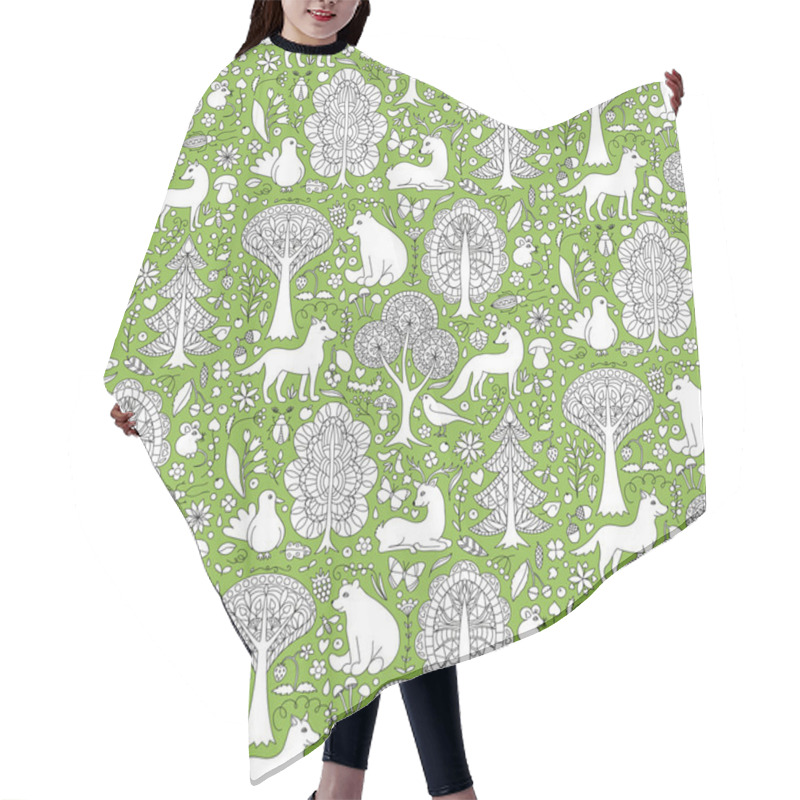 Personality  Forest Seamless Pattern Hair Cutting Cape