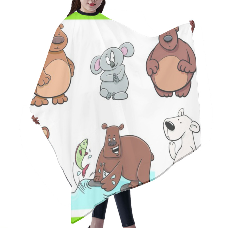 Personality  Cartoon Illustration Of Bears Animal Characters Set Hair Cutting Cape