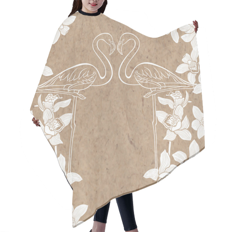 Personality  Two Flamingos And Orchids Hair Cutting Cape