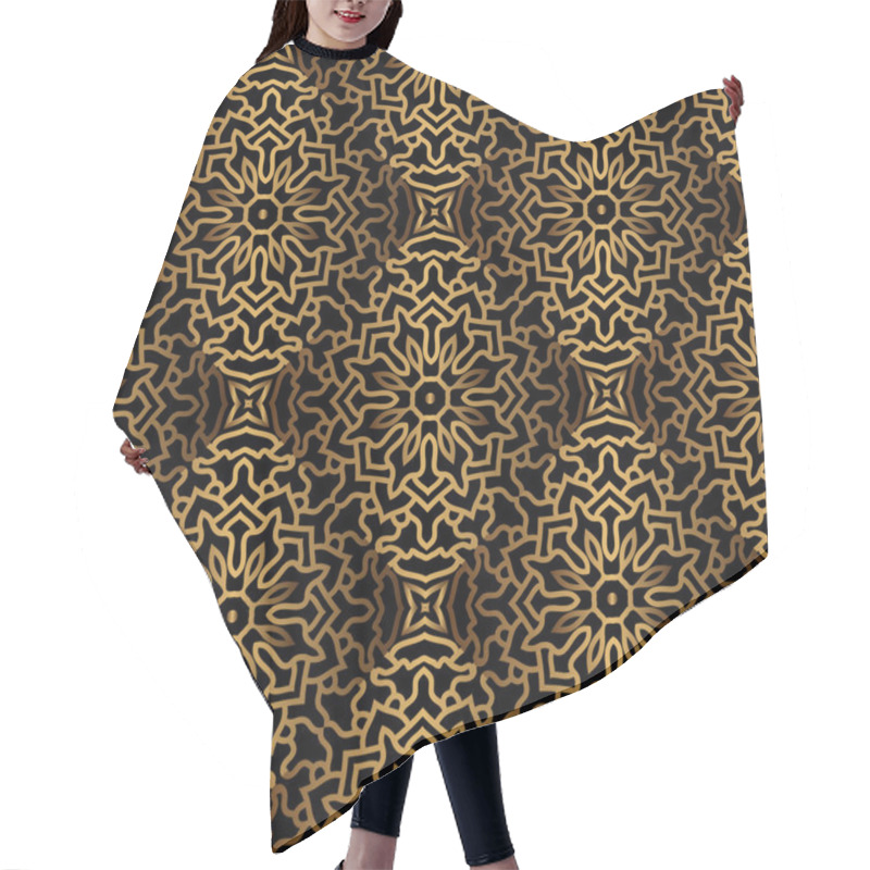 Personality  Seamless Pattern With Gold Ornament. 3D Effect Hair Cutting Cape