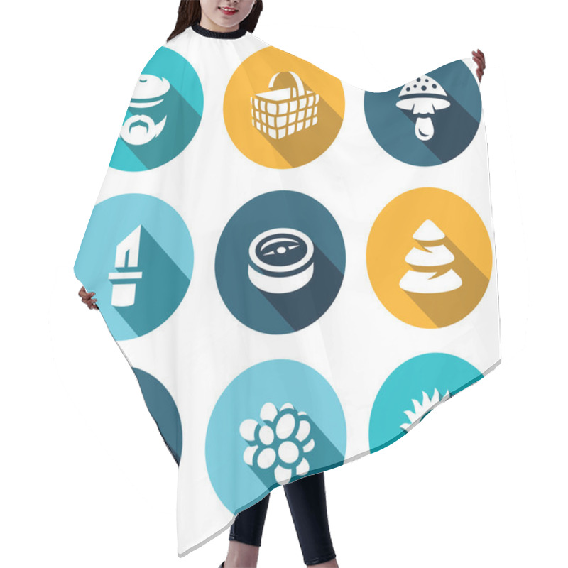 Personality  Vector Set Of Gathering In The Forest Icons. Hair Cutting Cape