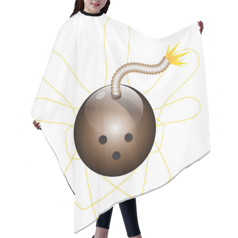 Personality  Vector Bowling Ball Looks Like Bomb Hair Cutting Cape