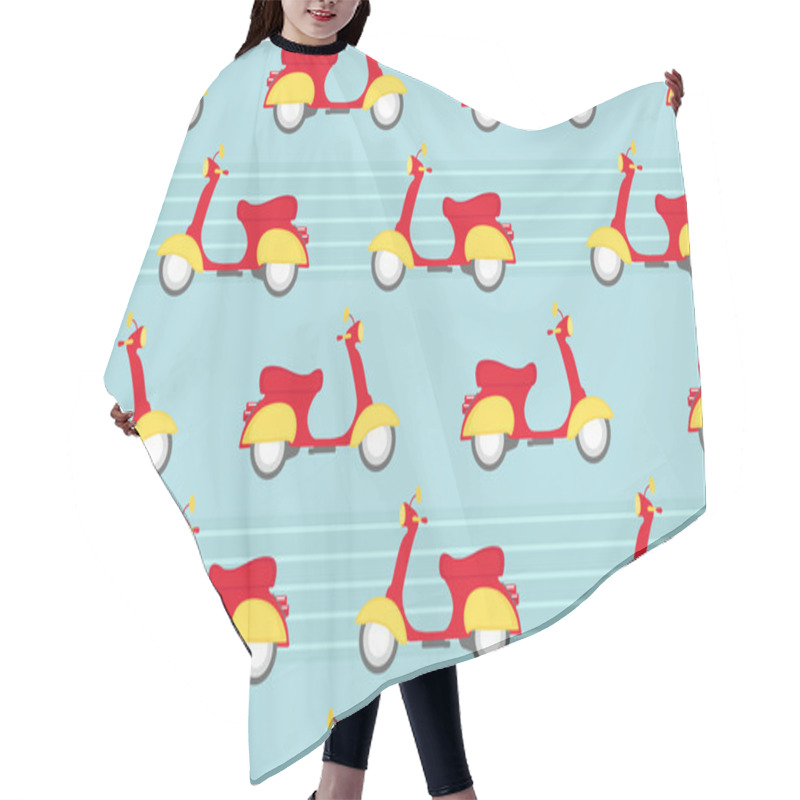 Personality  Retro Scooter Seamless Pattern Hair Cutting Cape