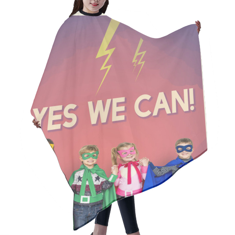 Personality  Children In Superhero Costumes Hair Cutting Cape