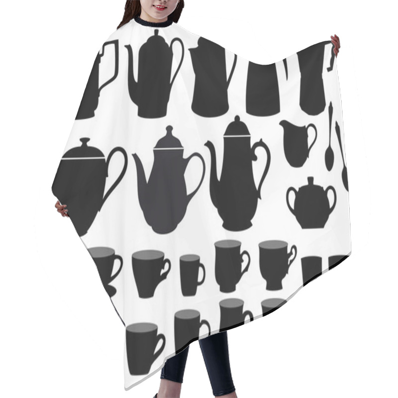 Personality  Coffee Cups And Pots, Vector Hair Cutting Cape