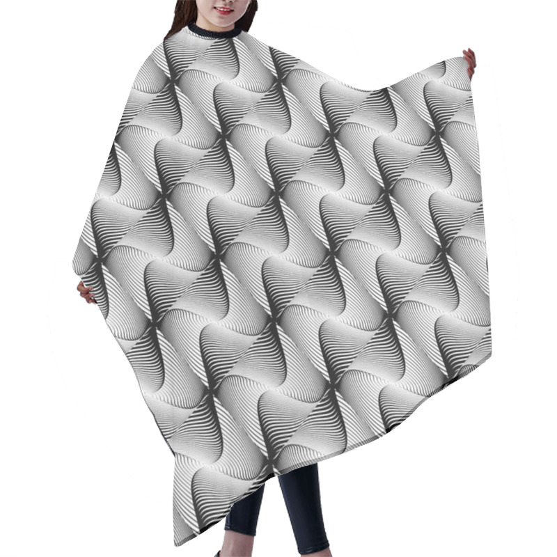 Personality  Design Seamless Monochrome Wave Pattern Hair Cutting Cape