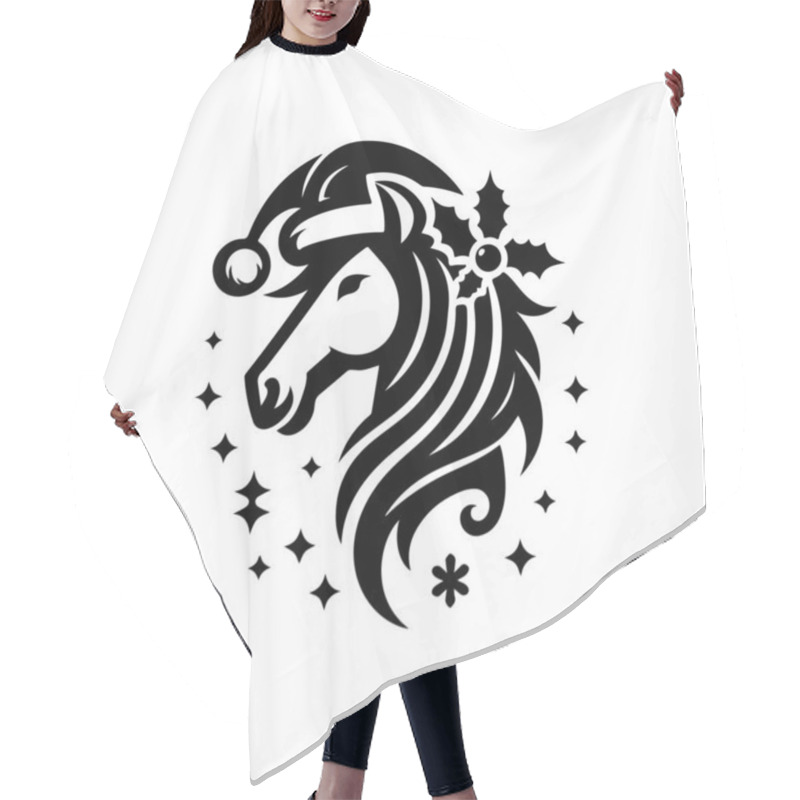 Personality  A Christmas Horse Head Silhouette Vector Icon With A White Background Hair Cutting Cape